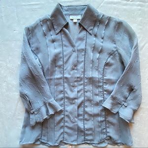 Dress Barn Grey Sheer Blouse w/Cami Size M